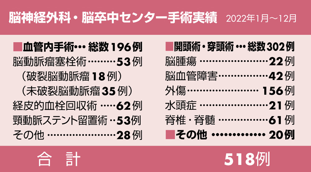 脳神経外科・脳卒中センター手術実績