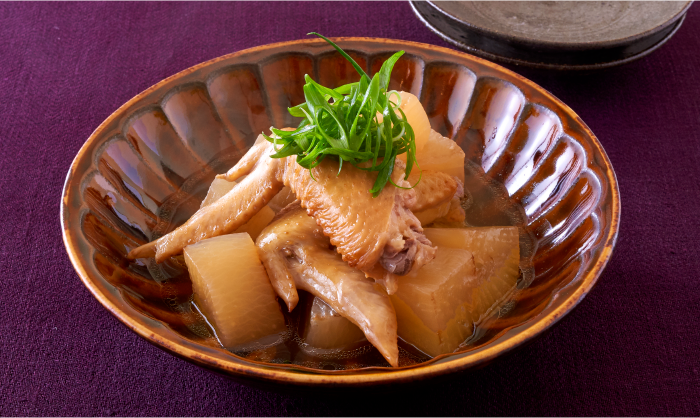 鶏手羽焼きと大根のしょうが含め煮