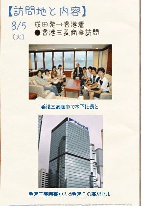 訪問地と内容　8/5（火）